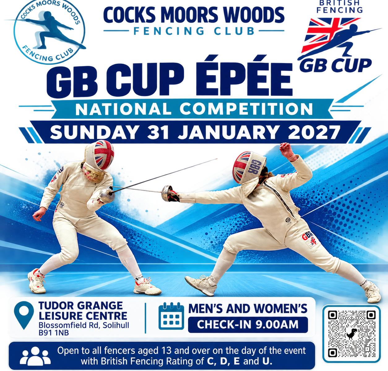 CMW GB Cup Epee National Competition 31 January 2027 at Tudor Grange Leisure Centre, Solihull