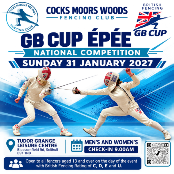 CMW GB Cup Epee National Competition 31 January 2027 at Tudor Grange Leisure Centre, Solihull